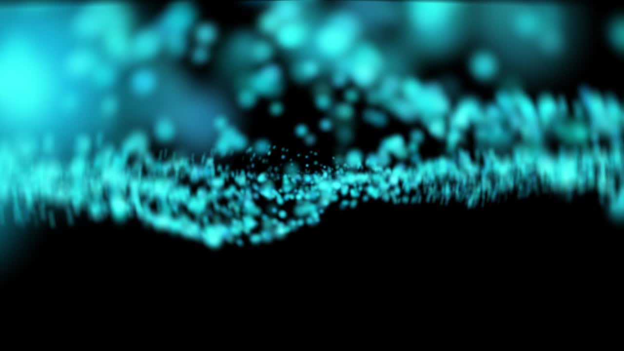Abstract digital light blue particles wave flow motion background