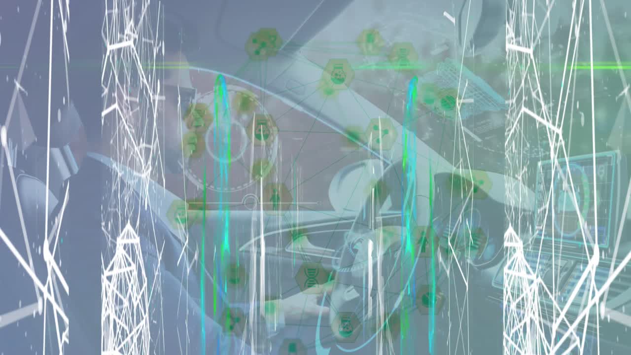 연결과 모양의 애니메이션 카우카시안 남자가 자동차를 운전