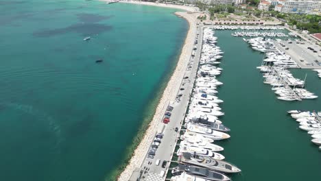 Yachts-moored--Cannes-France-drone,aerial