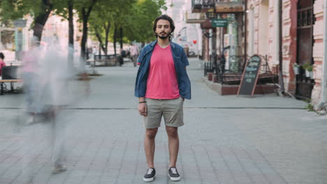 man in stylish casual wear on city street