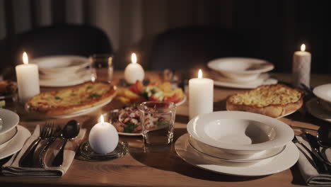 festively decorated and beautifully served thanksgiving table. slider shot