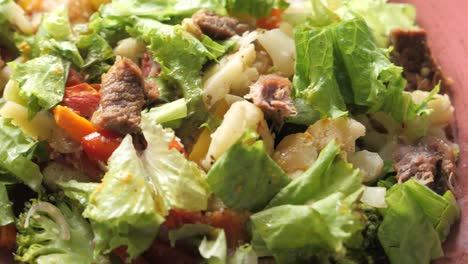 delicious and healthy salad with meat and vegetables