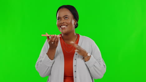 Green-screen,-phone-call-and-black-woman