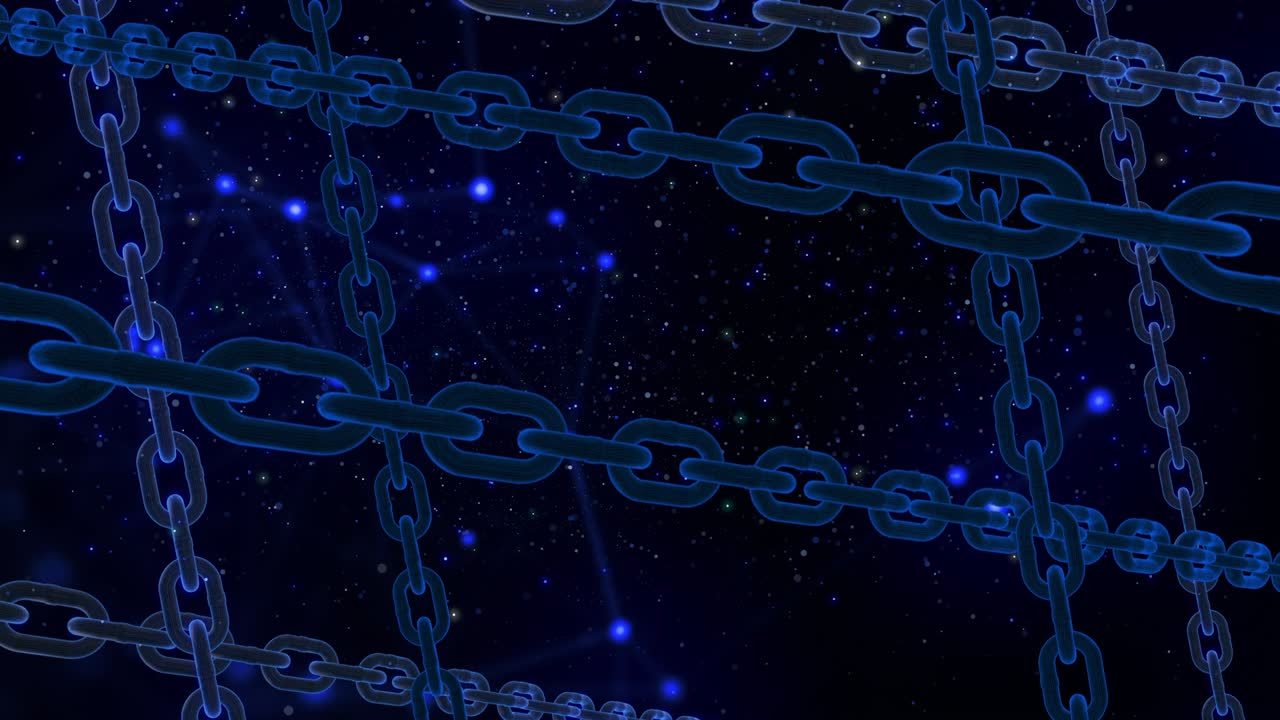 hologram block chain link technology loop animation