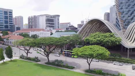 Drohnenaufnahmen-Von-Singapurischen-Straßen-Und-Verkehr,-Singapur,-Uhd