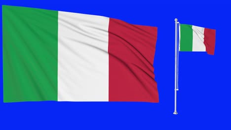 Greenscreen-Schwenkt-Italienische-Flagge-Oder-Fahnenmast