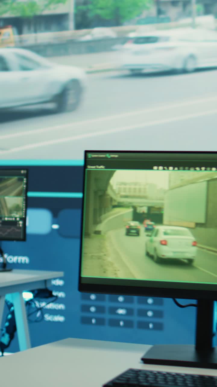 Sorveglianza del traffico urbano in tempo reale su monitor di computer
