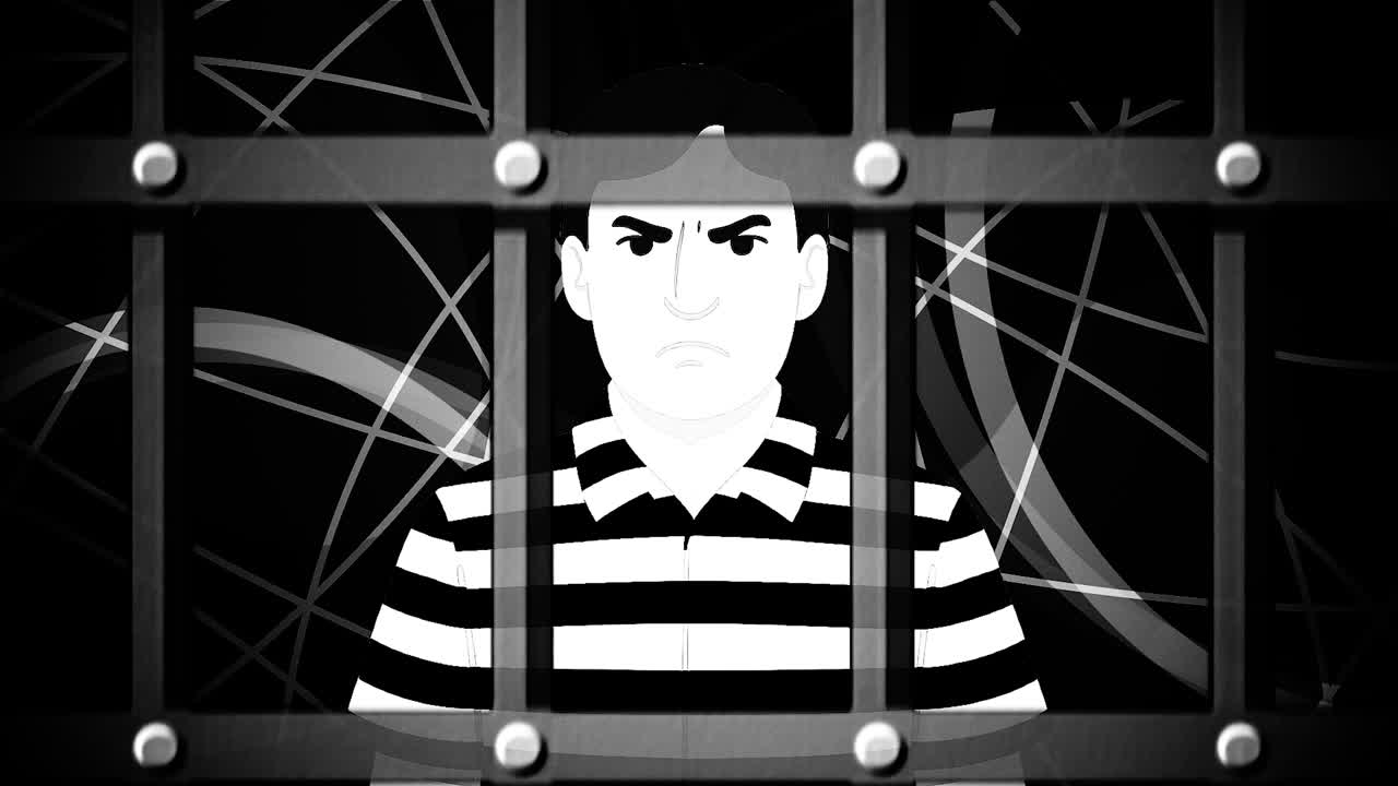 Angry Prisoner Behind Bars