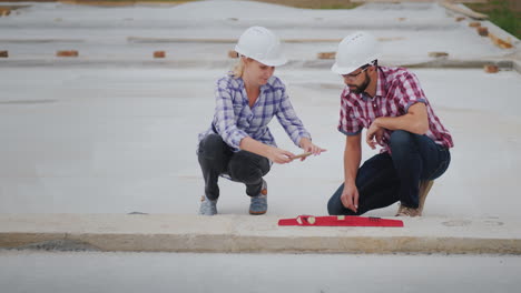 the quality control inspector photographs the readings of the device on the construction site qualit