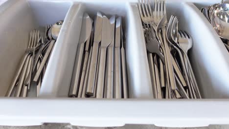 organized silverware in a tray