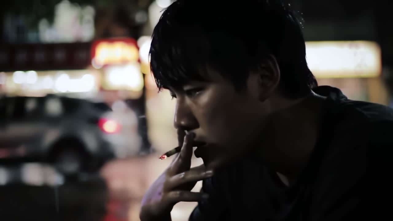 A Solitary Moment: Reflecting on Life Under Rainy Streets, Capturing Emotion in Every Drop and the Weight of Choices Amidst Urban Lights