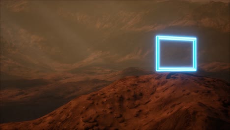 Neon-Portal-on-Mars-Planet-Surface-With-Dust-Blowing