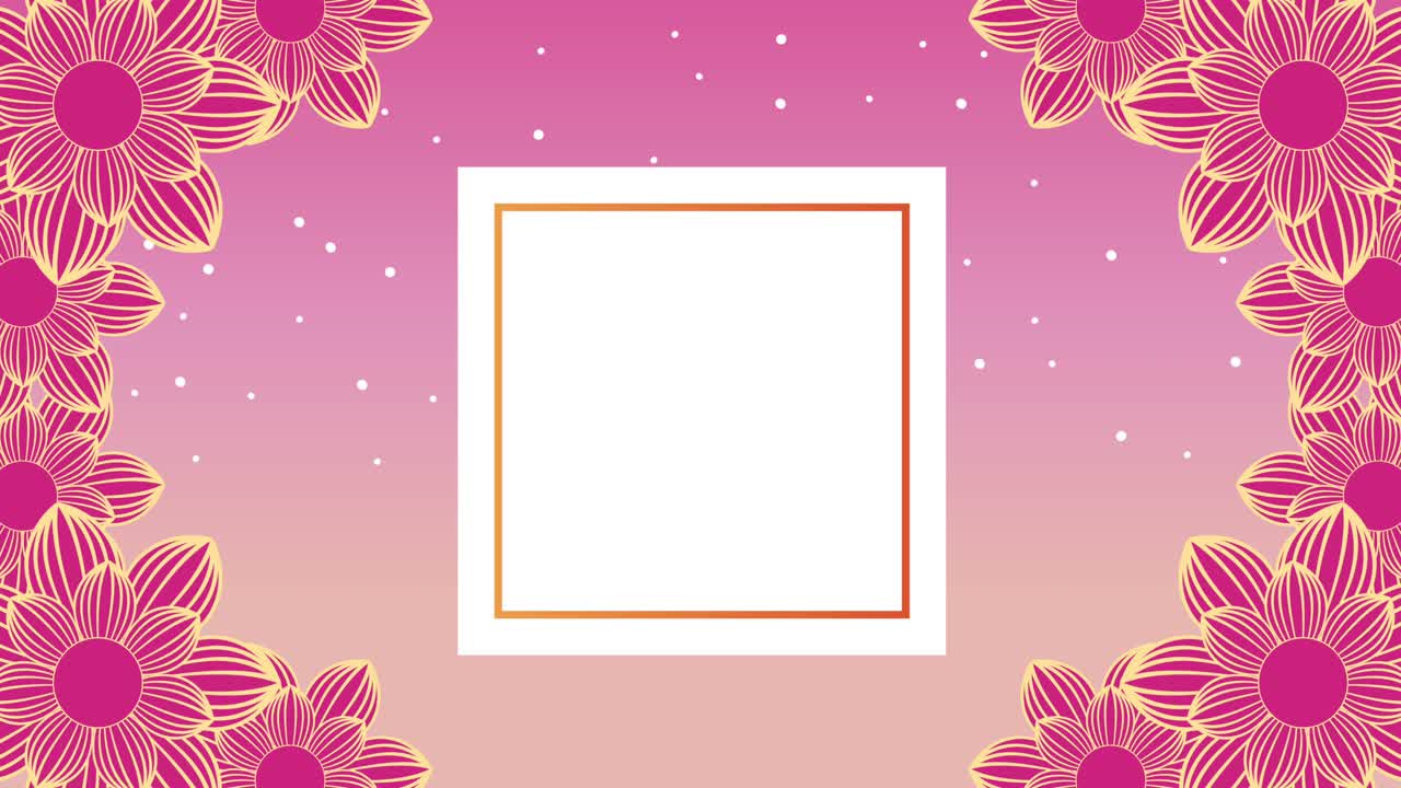 анимация фестиваля середины осени с цветами квадратная рамка