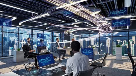 business collaboration in a modern office with cloud computing technology