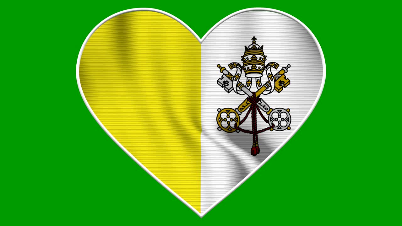 Vatican Heart Love Flag Loop - Realistic 4K flag waving in the wind
