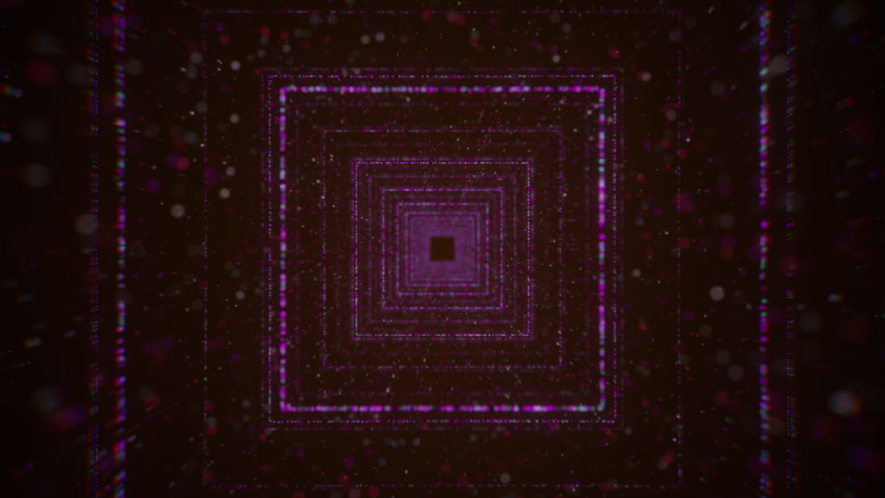 Abstract Glowing Tunnel of Squares