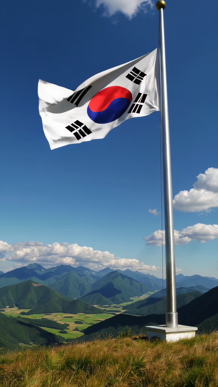 South Korean Flag on a Mountaintop