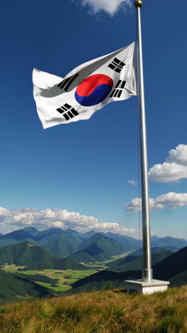 south korean flag on a mountaintop