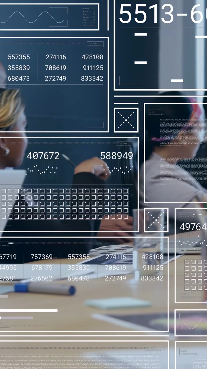 Vertical video: Host gesturing, team turning clapping during training while HUD overlaying faces