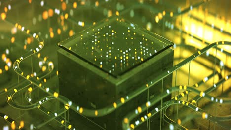 Technical plate with specular tubes and lights seamless loop 3D render animation