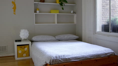 bedroom area in modern stylish apartment