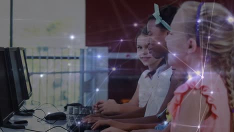 Animation of network of connections over diverse schoolchildren using computers