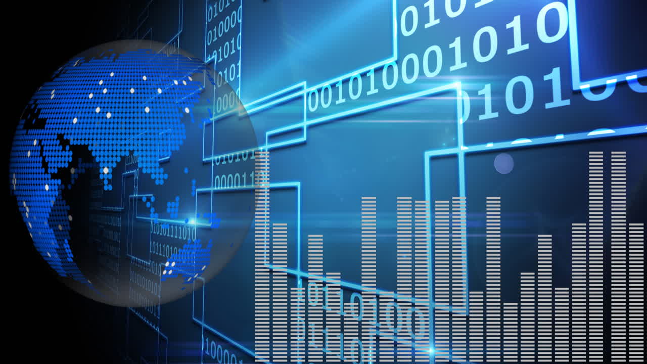 una animación digital de una imagen bitmapped binaria de la tierra 4k