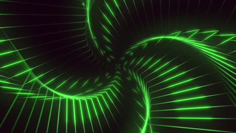 mesmerizing 3d spiral pattern of green lines in motion