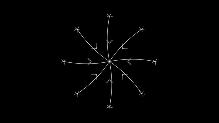 Hand-Drawn Snowflake Animation on Black Background