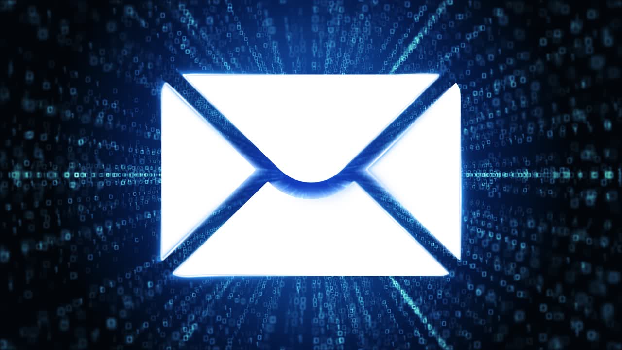 Email icon digital cyber space loop technology tunnel animation mail envelope message flat icon