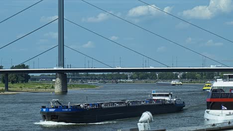 vessel carries cargo along the waterways of dusseldorf delivery goods