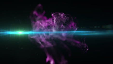 animation of purple particles mesh over light trails background