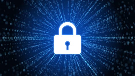 digital cyber security lock icon of data network protection loop animation cyber connection data