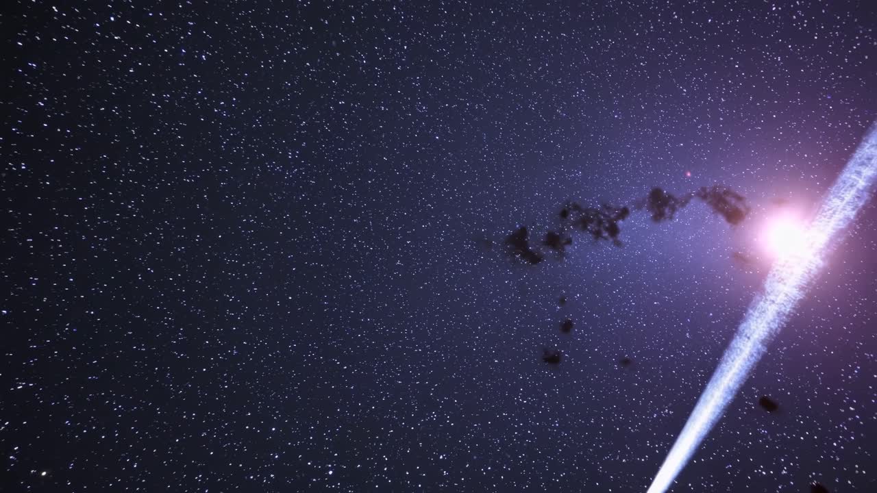 A mesmerizing video of a starry night sky captured from a low-angle, showcasing countless twinkling