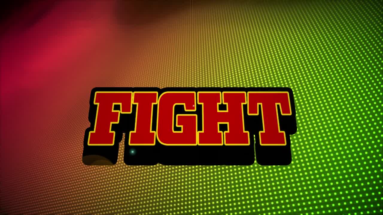 animación de texto claro sobre puntos coloridos sobre fondo negro