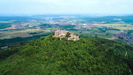 Hohenzollern-Castle,-Germany.-Aerial-FPV-drone-flights.