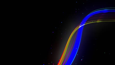 líneas de neón multicolores de cinta volar en el aire, suavemente oscilación y onda. líneas cambios de color cíclicamente forma luces de funcionamiento. 3d abstracto bucleado 4k fondo, luma mate como canal alfa