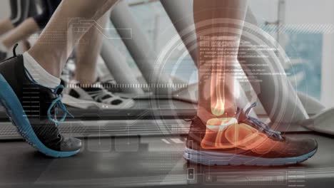 digital composite video of man exercising on treadmill 4k