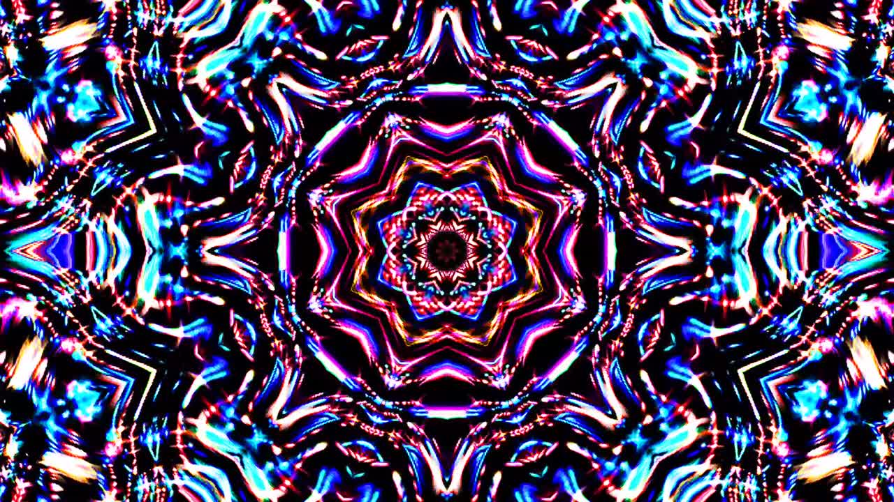 líneas coloridas ondas brillantes forma de flor fondo caleidoscopio resumen