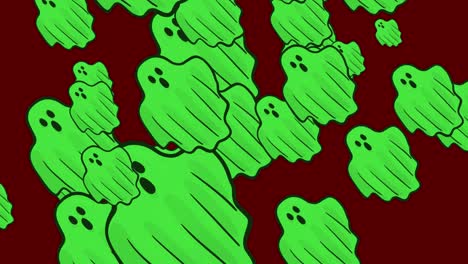 halloween ghost - halloween concept - loopable - hundreds of bat rush upwards - halloween - ghost - halloween flying ghost endless loop - ghost loopable - red background - green color - а flock of ghost - trick or treat