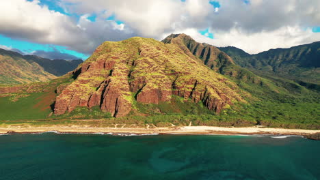 beautiful bright west mountains of oahu, hawaii - aerial