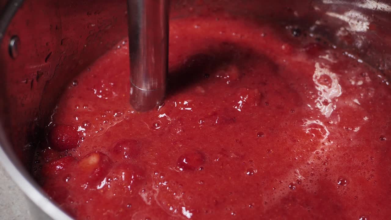 Pink foam for strawberry jam