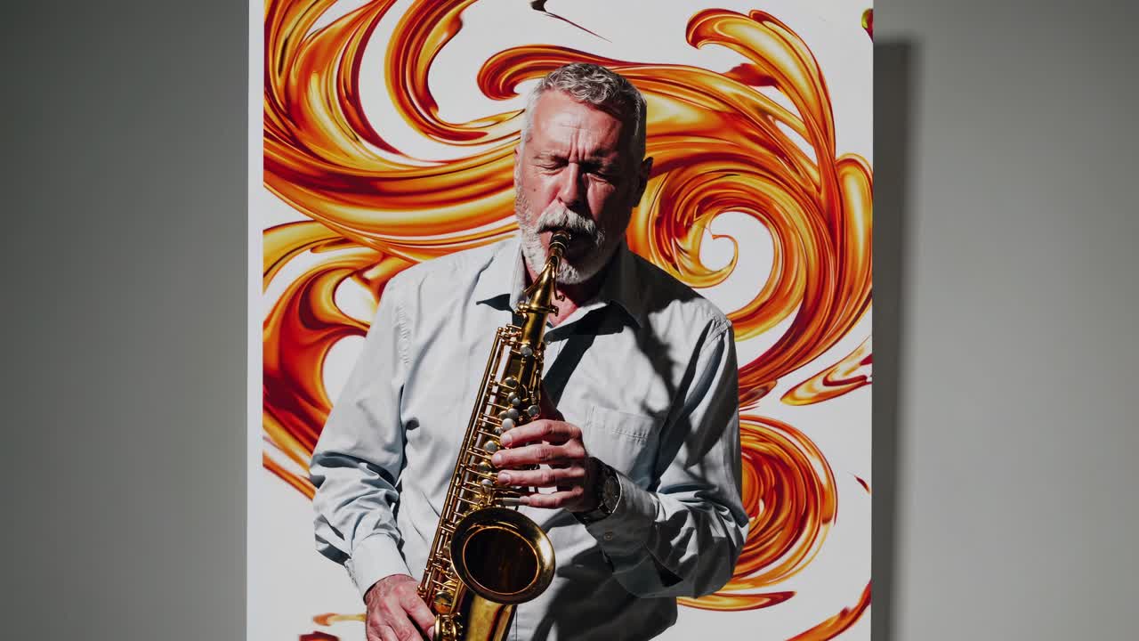 색소폰을 연주하는 고위급 남자