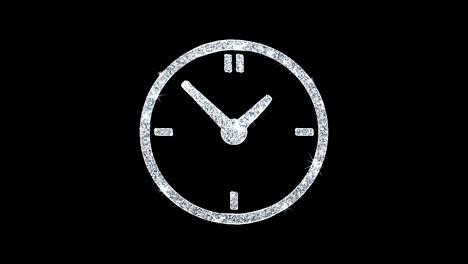 el icono del reloj brilla con partículas parpadeantes.