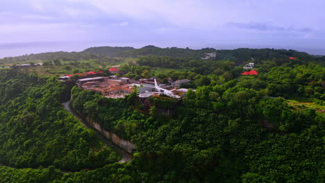 Repairing-of-private-jet-plane-on-remote-site-on-green-cliff-above-sea