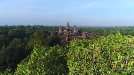 angkor wat aerial reveal cambodia tourism establishing shot drone sunrise