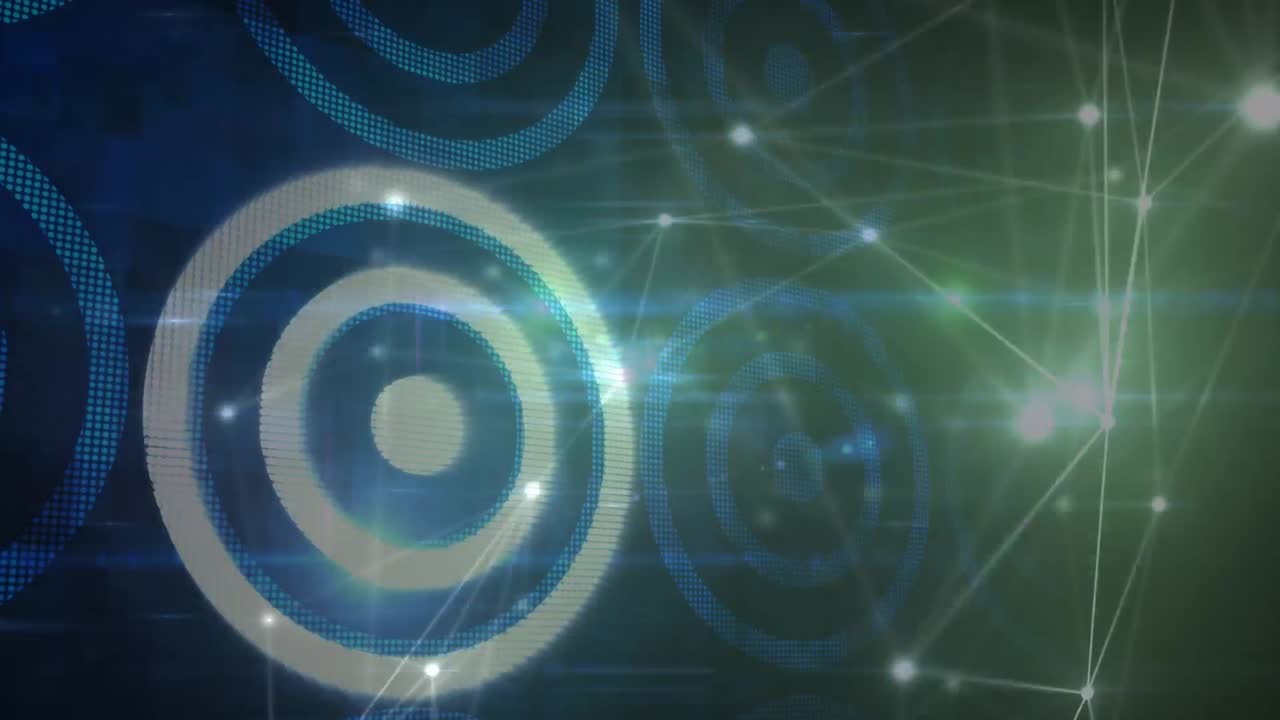 animación de la red de conexiones sobre círculos sobre espacio negro