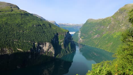 geiranger fjord observation deck, view on waterfall seven sisters. beautiful nature norway natural landscape.