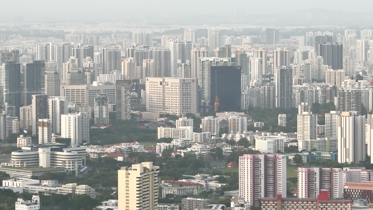 싱가포르 시의 스카이 라인 항공 사진