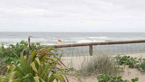 red and yellow flags area patrolled by lifeguards gold coast, australia